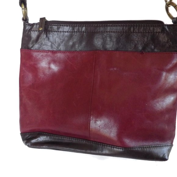 TIGNANELLO Leather Shoulder Bag/ Brown & Burgundy - Picture 7 of 8